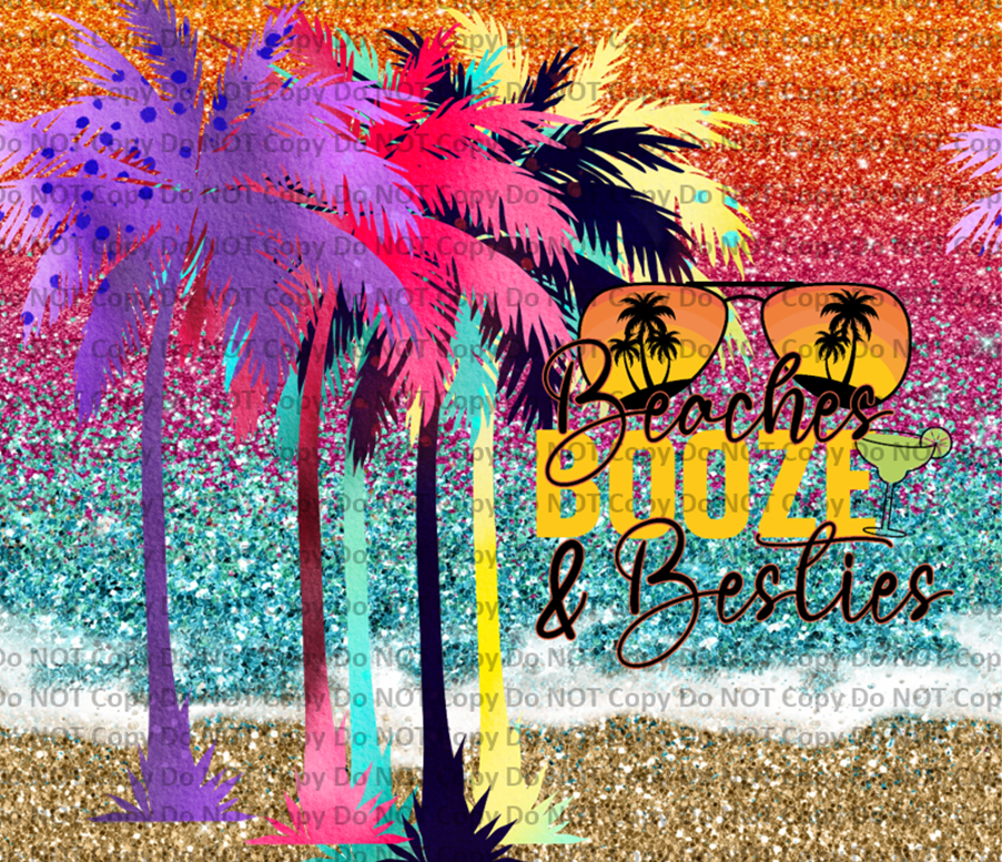 Beaches Booze & Besties Plastic Tumblers